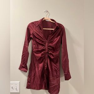 NEVER WORN - ruched red corset satin mini dress - FROM JAPAN